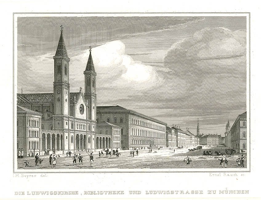 Ludwigskirche an der Ludwigstraße — von Friedrich von Gärtner erbaut, Steine aus Höllriegels Werkstatt.